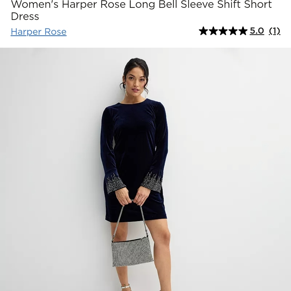 Women's Harper Rose Velvet Bell Sleeve Dress Navy Size 16 #C6